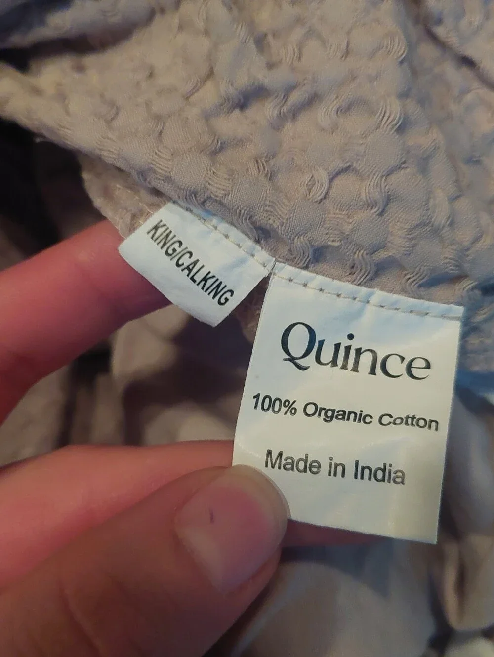 Quince 100% Organic Cotton Waffle Gray Duvet & 2 Shams! King/ Cal King(145)
